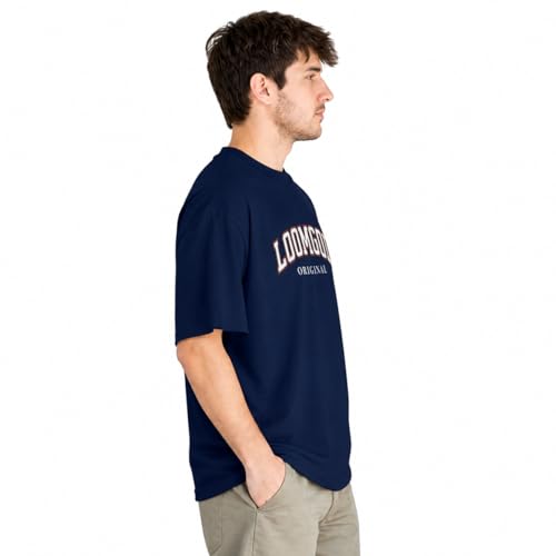 Image of Original Heavyweight Oversized T-Shirt for Men - 240 GSM Cotton, Boxy Fit Drop Shoulder Streetwear Tee, Varsity Graphic Crew Neck