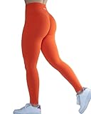 AUROLA Seamless Scrunch Legging Women Yoga Pants 7/8 Tummy Control Workout Running for Fitness Sport Active Legging-25''（M,Flame Orange