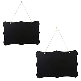 8 x 12 inch Wooden Double Sided Hanging Chalkboard Signs, Vintage Erasable Message Board Sign with Hanging String for Wedding Kitchen Party Decoration, 2 Pack