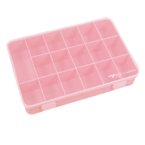 Craftelier - Aufbewahrungsbox mit 17 Fächern für Kartenmaterial, Scrapbooking und Bastelarbeiten | Maße 26,5 x 17,8 x 4,2 cm (10,4 x 7 x 1,65) - Transparent und Pink