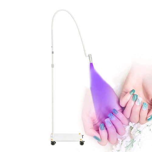 Extensiones De PestañAs Led LáMpara De Pegamento Para Manicura Con Pedal - LáMpara De Curado Para SalóN De Manicura - LáMpara De Curado RáPido Con Cuello De Cisne Flexible,White