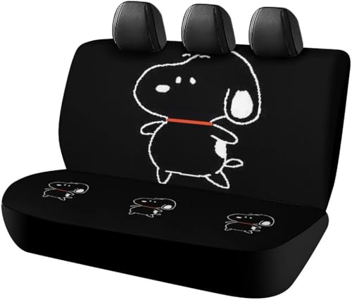 スヌーピー カーシートカバー 車シートカバー 後部座席用 シート保護 おしゃれ カー用品 軽/普通車 汎用 後席クッションカバー 人気 キャラクター 四季通用
