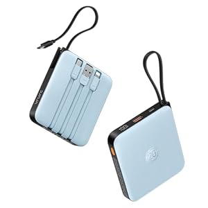 VRURC Portable Power Bank Built-in Cables, 20000mAh 22.5W Fast Charging USB C Battery Pack, Phone Charger Battery & LED Display, for iPhone 15 14 Samsung Galaxy S23 S22 Google LG Android Phone