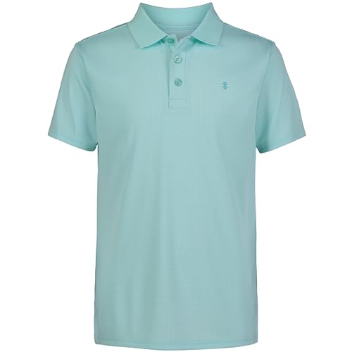 IZOD Boys' Performance Golf Grid Short Sleeve Stretch Collared Polo Shirt