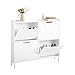 SoBuy Scarpiera Salvaspazio Slim da Ingresso Mobile Portascarpe con 4 Ante a Ribalta Regolabili in Legno Armadio Scarpiera Alta e Stretta per Corridoio, 100x19x91 cm，Bianco, FSR100-W