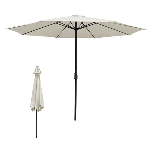 Eulenke Sonnenschirm Ø 350 cm gartenschirm UV-Schutz Polyester Wasserabweisend und schmutzabweisend Groß Marktschirm für Garten, Balkon und Terrasse, ohne Ständer, Creme