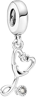 Stethoscope Dangle Cubic Zirconia Charm 925 Sterling Silver Pendant,Girl Jewelry Beads Gifts for Women Bracelet&Necklace A0247