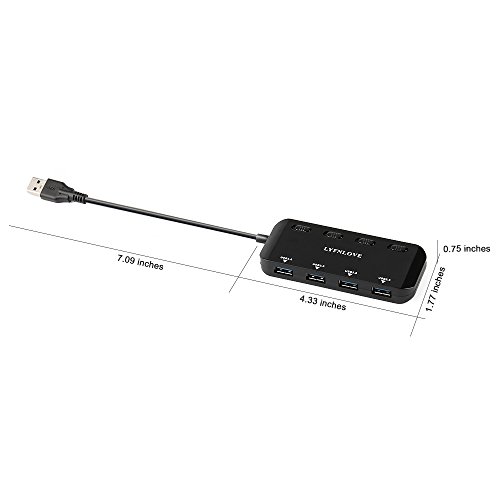 Multi Usb Port Expander, Lyfnlove Ultra Slim Usb Hub 3.0, 4-Ports Usb Splitter High-Speed Usb Data Hub With Individual On/Off Power Switches For Laptop, Computer, Pc, Thumb Driver And More #TOP5