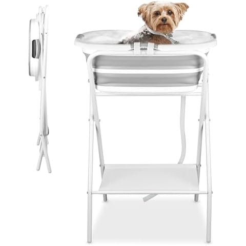 YUEPET Elevated Collapsible Dog Bathtub, Portable Dog Shower Tub with Safety Collar, Foldable Dog Washing Station for Bathing and Grooming for Puppies Medium Dogs Cats Pets Cover