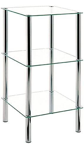 Haku Möbel 90239 Étagère de Salle de Bain Tube d'Acier/Verre Trempé Chromé 39 x 39 x 77 cm Cover