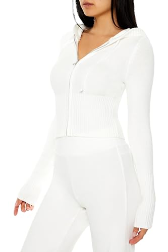 Forever 21 Women's Hooded Cropped Zip-up Sweater4