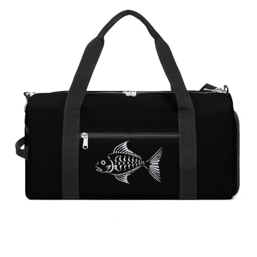 Fish Skeleton Bones Creature Gym Bag Travel Duffel Bag Sports Tote Bag Workout Bag Weekender Bag for Women Men