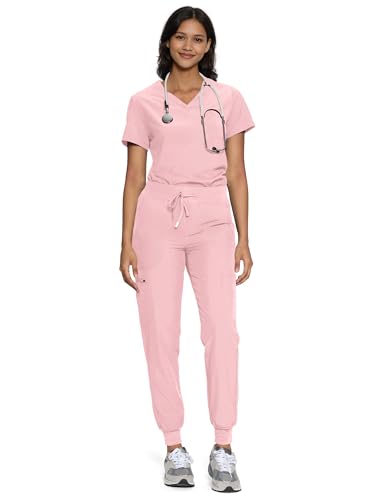floralhue Scrubs for Women, Women's Medical Scrub Sets, V-Neck Scrubs Top & Cargo Pants with 12...