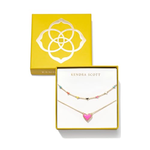 Kendra Scott Ari Haven Heart Necklace Gift Set, 14k Gold Plated Brass, Neon Pink, Fashion Jewelry for Women2