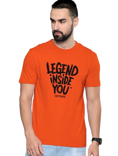 Image of LEOTUDE Men's Regular Fit Half Sleeve Round Neck Cottonblend Tshirt (Color Black)