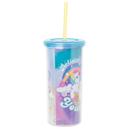 Image of Silver Buffalo My Little Pony inchBelieve in Yourself inch Plastic Tall Cold Cup with Lid and Straw, 20 Ounces