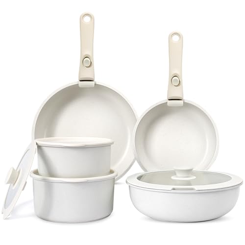 Image of GiPP 11Pcs Pots and Pans Set Non Stick, Cookware Sets Nonstick Detachable Handle, Induction Kitchen Set Removable Handle, RV Cookware set, Oven Safe