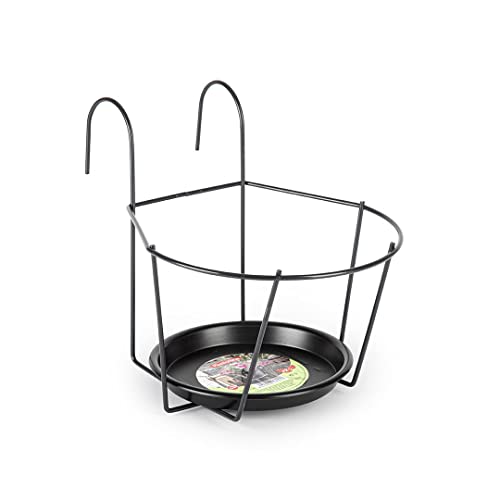 CABLEPELADO Soporte Metal para Maceta con Plato de Pared, Soporte de Pared para macetas, Colgador de Pared para Plantas, Portamacetas de Pared, 22 cm diametro Agujero, Base Plato Maceta es de 14 cm