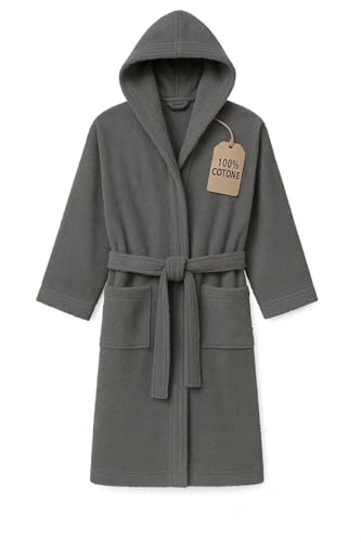 Leonardo Home - accappatoio uomo/donna 100% cotone - accappatoio con Cappuccio in morbida spugna 100% cotone.