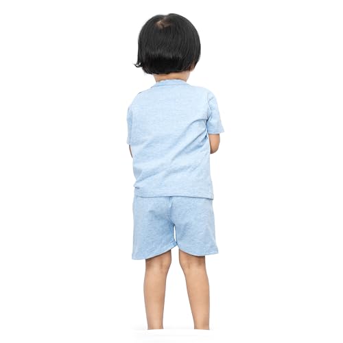 Image of ARIEL Baby Boys & Baby girls Cotton Printed Round Neck Half Sleeve T-shirt & Short Summer Clothing Sets