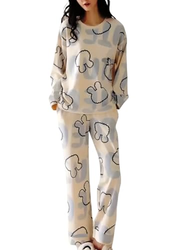 Image of GLASGO Women's Cotton Pajama Set with Top & Pants|| Korean Night Suit|| Lightweight Printed Set || Soft & Comfy Sleepwear for Girls & Women || LNS-3-$