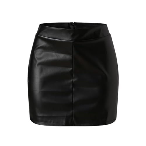 AYXAMO Falda Cuero Mujer，Faldas De Cuero Faldas lápiz de Cuero de Cintura Alta Uso Apto para Mujer Mini Faldas pantalón Negras Ajustadas hasta la Rodilla Uso Apto para Mujer(L)