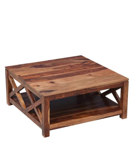 Image of Solid Sheesham Wooden Coffee Table for Home & Office | Centre Table for Living Room | Honey Finish
