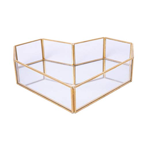 Preisvergleich Produktbild Kosmetik-Ausstellungsstand Heart-Shaped Spiegelglasbehälter-kosmetisches Speicher-Fach Schmuck-Anzeigen-Behälter Metallbehälter-Desktop Storage Tray (Color : Multi-Colored, Size : One Size)
