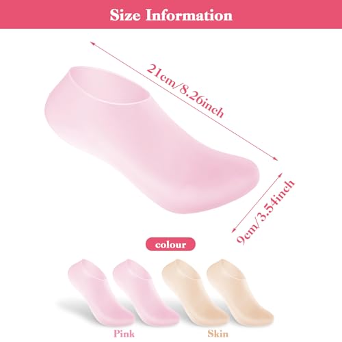 2 Paar Damen Silikon Socken,Elastische Silikonsocken für Füße,Anti-Rutsch Feuchtigkeits Socken,Fuß Spa Gel Socken für Fußpflege,Repariert Trockene, Rissige Raue Füße