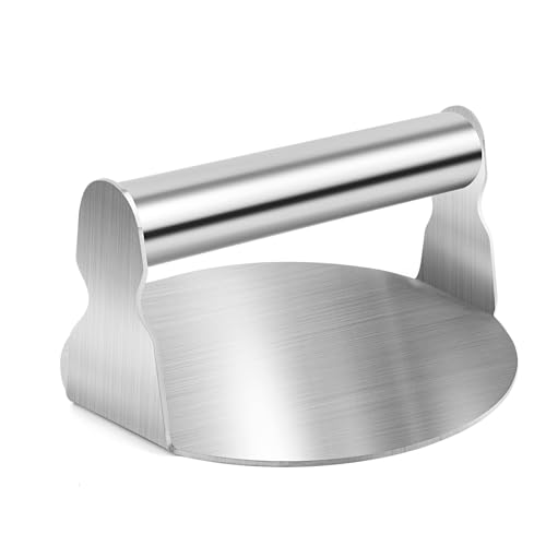 SOAHOWU 14cm Presse Steak Haché, Presse Burger Presse à Hamburger en Acier Inoxydable 5,5 Pouces, pour de Griller, Hamburgers Patties Galettes Barbecue Gril à poêle à Dessus Plat - Ronde