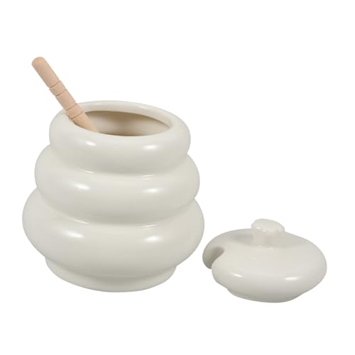 MUCKLILY 1 Set Ceramic Honey Pot with Lid and Dipper Adorable Honey Storage Container Compact Design for
