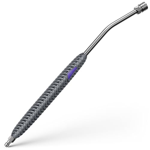 Image of Pressure Washer Extension Wand, Pressure Washer Wand 1 /4 Quick Connect | 304 stainless steel, 21 in, 20 degree angled end, anti-slip ribbed grip, 1 /4 quick connect, 5000 PSI, 12 GPM