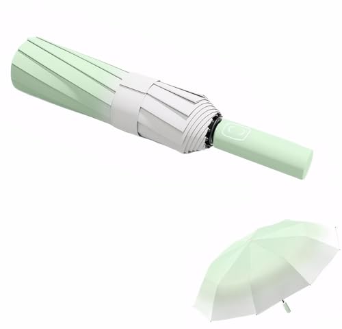 Meichoon Paraguas de Viaje UV UPF 50+ Mejorado Doble de Fibra de Vidrio 22 Varillas Portátil Liviano Impermeable y a Prueba de Viento Sombrilla Estilosa con Degradado para Senderismo Matcha Verde