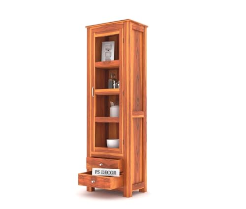 Image of Furniture Sheesham Wood Crockery Cabinet || Kitchen Cabinet || Display Cabinet | Bookshelf || Wooden Storage Cabinet ||(Honey Finish)