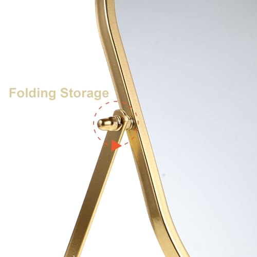 Miroir de table pliable doré réglable avec support stable - 4