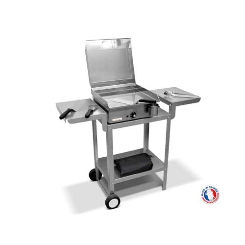 PLANCHAELEC - Pack Complet Plancha Electrique NEO E420-1800W - Chariot + Accessoires - Inox - Thermostat Réglable - 5 Personnes - Made In France - L42 X P43 X...