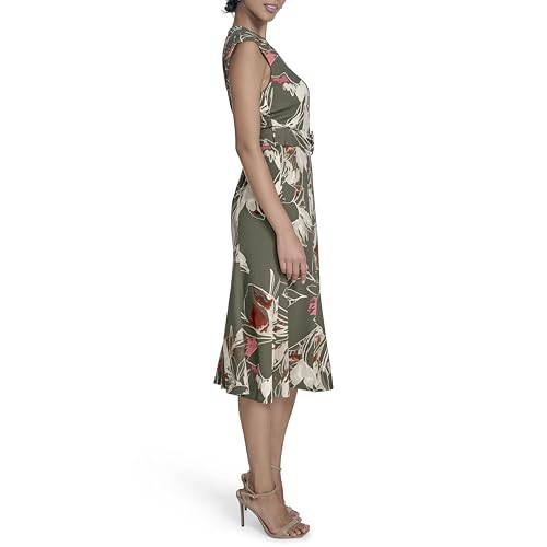Image of Calvin Klein Printed Scuba Crepe Belted Midi