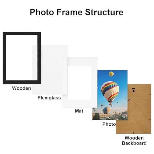 LVAOUO 8x10 Picture Frames, Wooden 8x10in Photo Frame 20.3x25.4 cm, Versatile 8x10 Frame Black, Display, Landscape or Portrait Orientation-with Plexiglass and Stand, Wall-Mount & Desk - Image 3