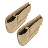 Healvian 2 Stück Auto Sitzlückenfüller Organizer aus PU mit Getränkehalter Beige Aufbewahrungsbox für Mittelkonsole und Vordersitz Stauraum für Handy Schlüssel und Becher Platzsparend für