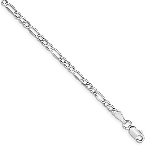 Roy Rose Jewelry 14K Yellow Gold 2.5mm White Gold Figaro Chain ~ Length 10'' inches Cover