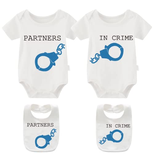 YSCULBUTOL Baby Twins Body Partners in Crime Twin Abiti Twin Abbigliamento per Ragazze ragazzo Twin Baby - bianco - 10-12 Mesi