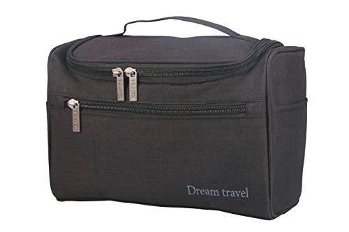 Preisvergleich Produktbild AMGOMH Kulturbeutel Waschtasche Kulturtasche Kosmetiktasche mit Tragegriff und Hakenf für Damen Herren Mädchenund Jungen, Kleine Größe (Schwarz)