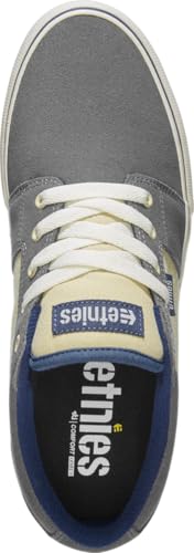 Image of Etnies Barge LS - Classic Skate Look, Slim Vulcanized Silhoutte, Hefty Armored Collar, Reinforced Vulc - Grey /Navy - 13