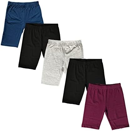 MISS POPULAR Girls Biker Shorts Soft Comfortable Cotton Spandex Elastic Waistband | Sizes 4-16 (14/16, Pack 1)