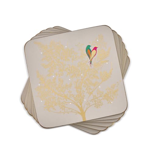 Sara Miller for Portmeirion Chelsea Large Coaster Set of 6, Ceramic, Multi-Colour, 30 x 40 x 3 cm