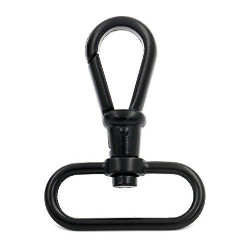 BIKICOCO 1-1/2'' Swivel Trigger Round Head Snap Hook Lobster Claw Clasp Spring Loaded Clip, Black - Pack of 10