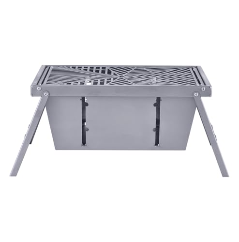 Sanfoelek - Mini parrilla portátil de titanio para barbacoa, resistente al óxido, resistente al viento, plegable, herramienta de cocina al aire libre para camping, senderismo y picnic