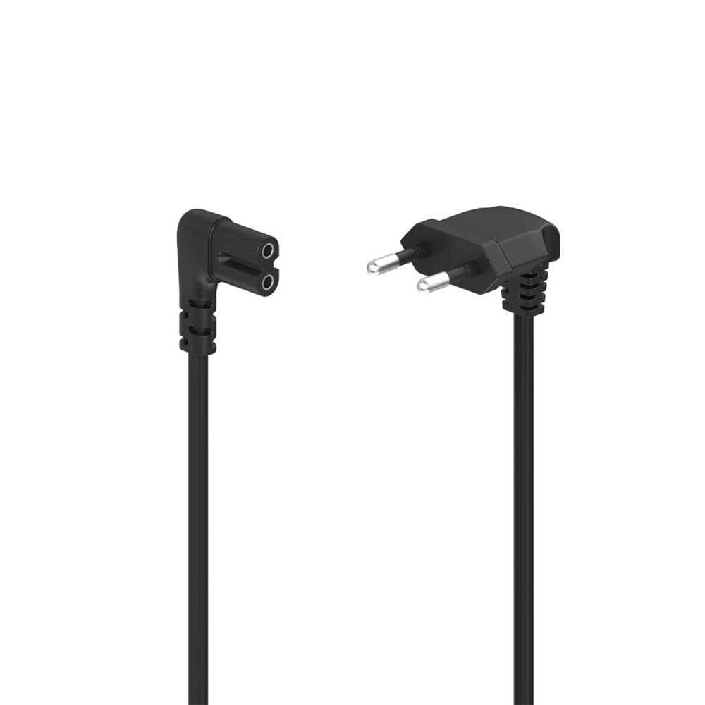 Hama Netzkabel abgewinkelt, 2-polig, Eurostecker, 3 m, Doppelnut/C7, schwarz