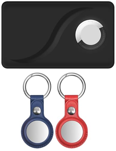 Image of FOLX FAB237 Apple Airtag Wallet Case Holder Compatible for Apple AirTag Tracker, Size of a Credit Card for Wallet Purse, Slim Safety Anti-Lost (Z Black Card CASE + 2 Key Ring [ Combo Pack ])