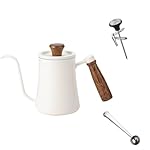 Gooseneck Coffee Kettle 550ml with Thermometer and Coffee Spoon, Stainless Steel Pour Over Kettle Coffee Pot with Long Narrow Spout Hand Drip Kettle